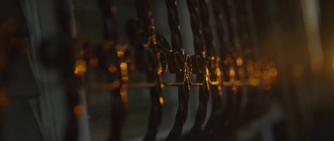 The window is covered with an iron gate