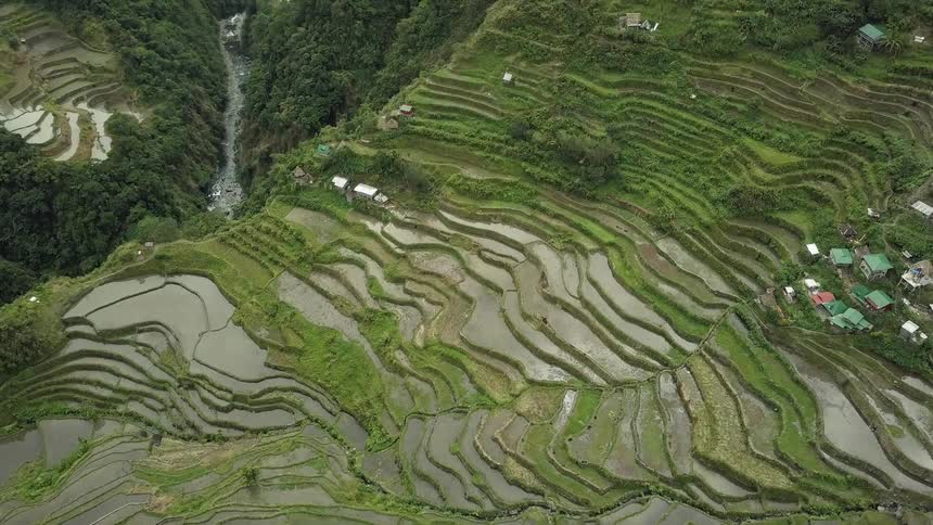 The hills are covered with ridges and grass