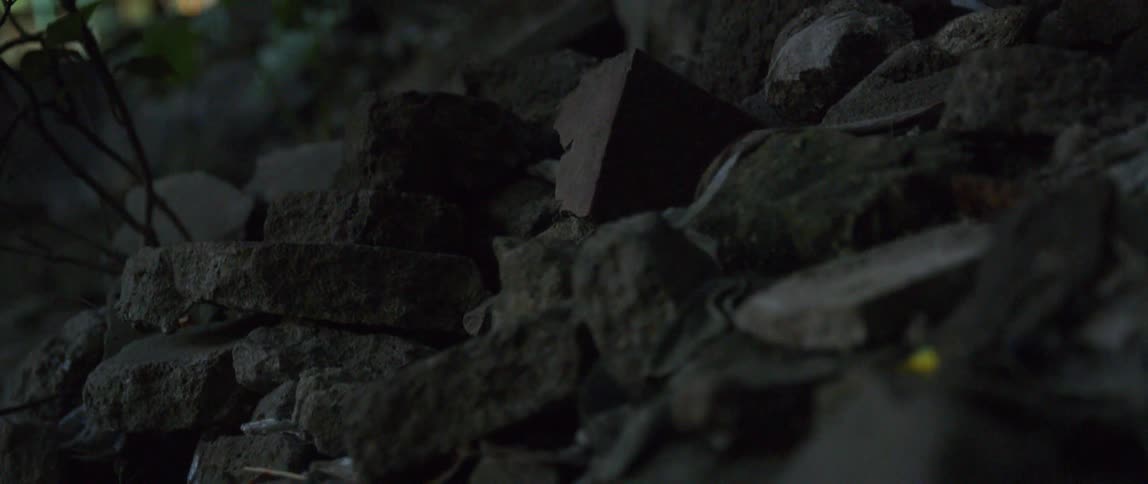 Stones and rocks are stacked up in a wall