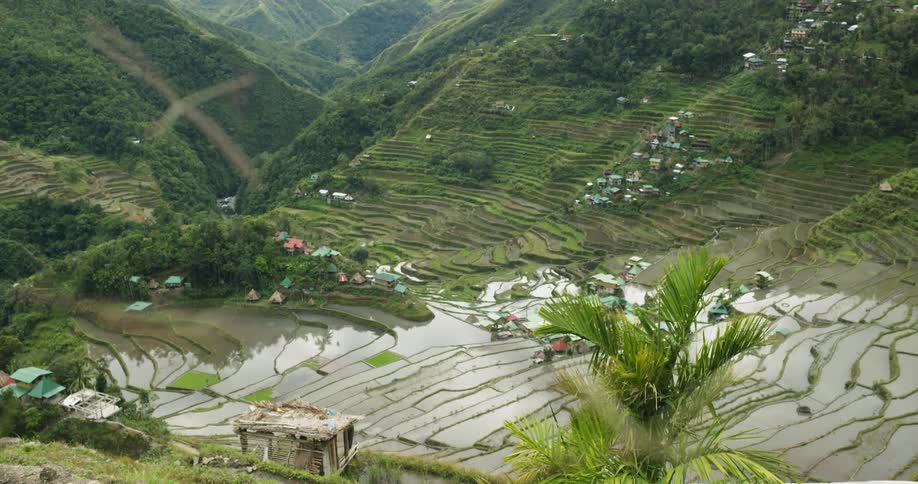 Agricultural fields are flooded in mountains