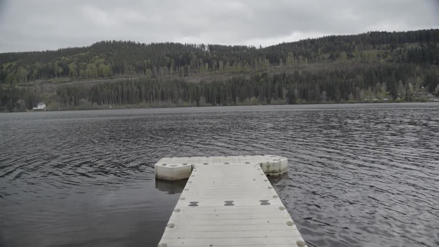 The pier leads out to the lake ahead