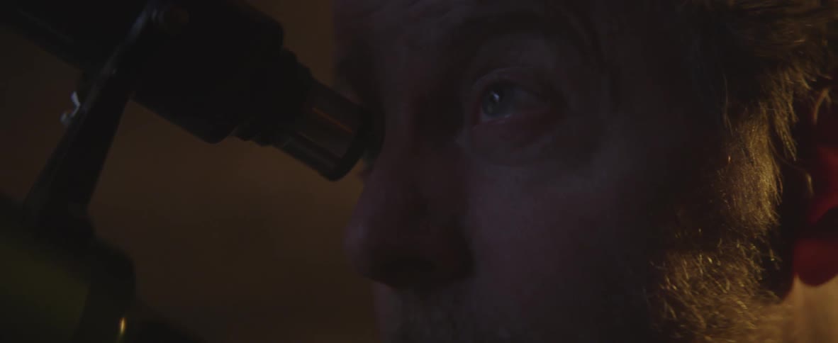 A man looking through a microscope