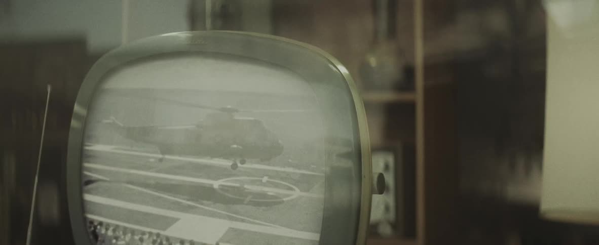 A tv playing old video