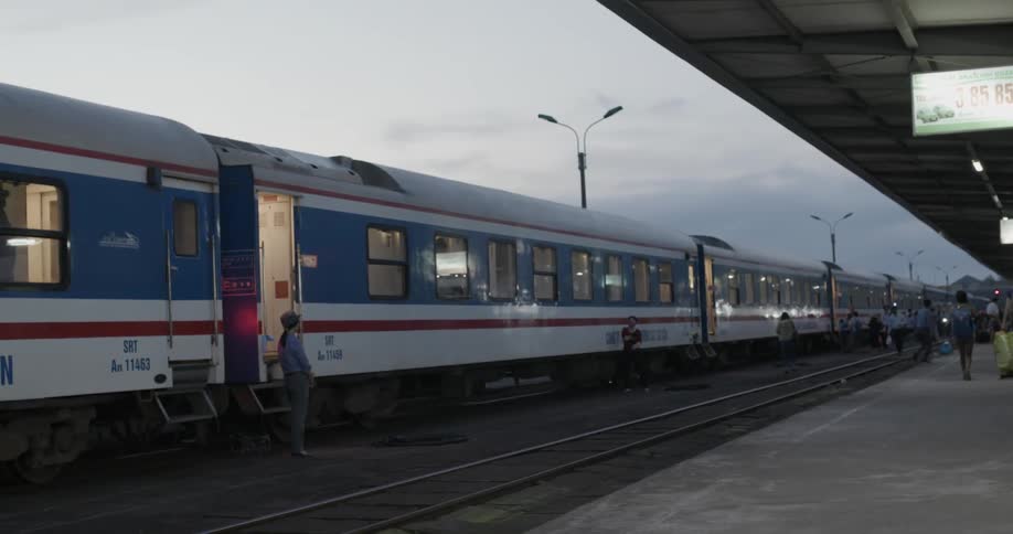 A train is parked at a station