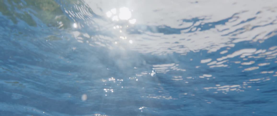Sun is shining under clear blue water