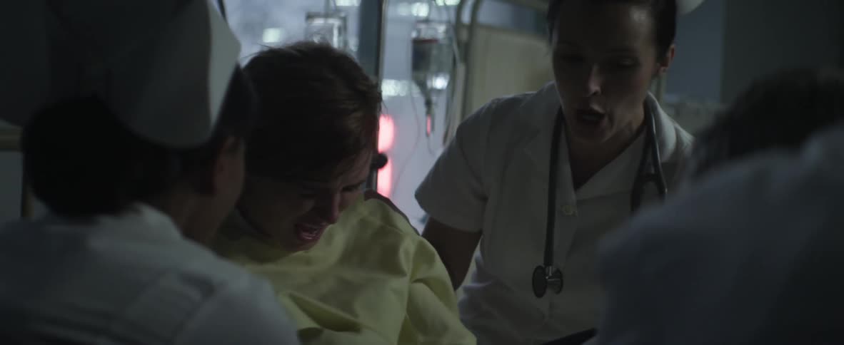 A woman is giving birth in the hospital