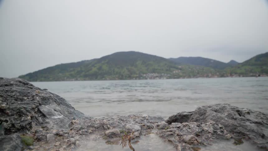 Water ripples on a mountain lake