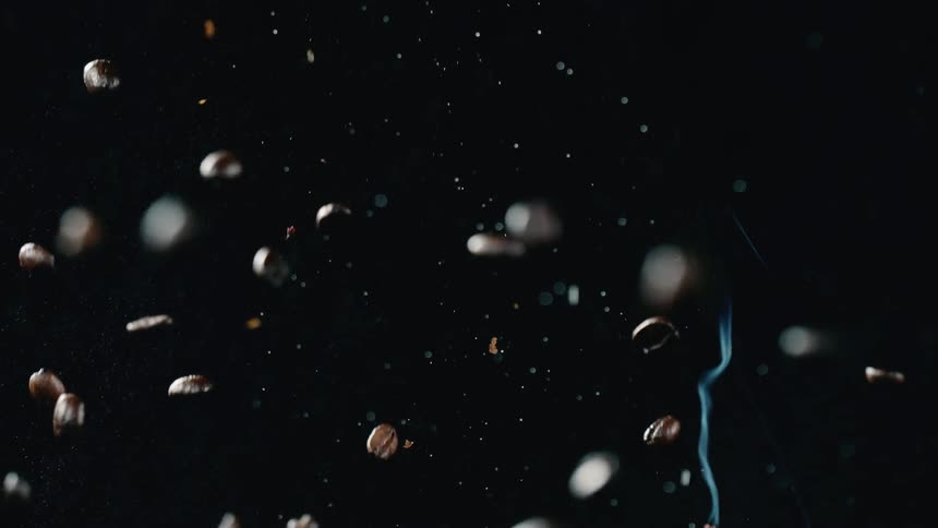 Coffee beans falling down