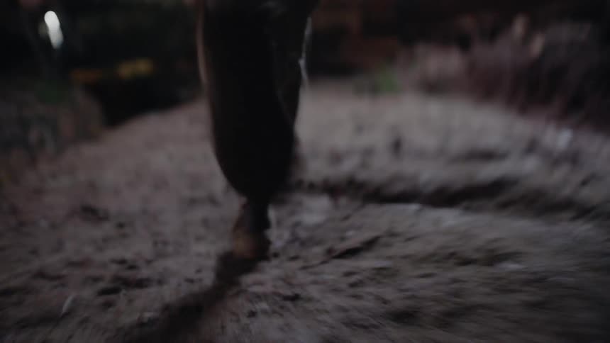 Man runs over the dirt at night