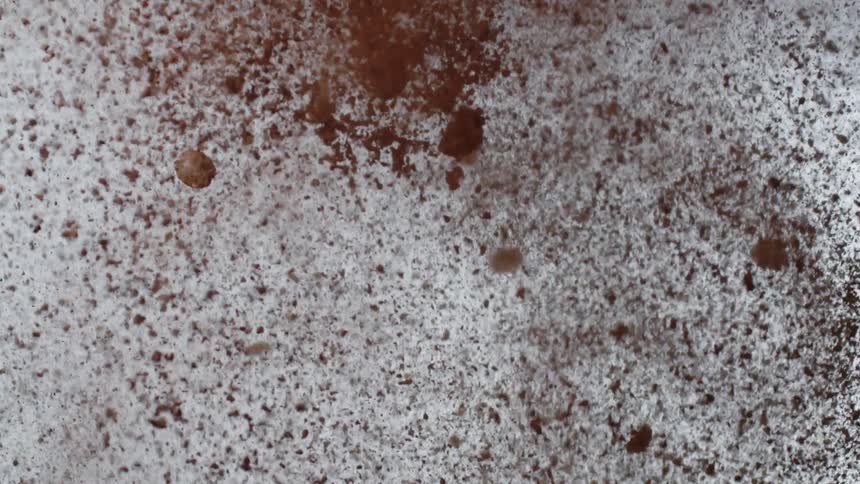 Coffee grounds fly through the air