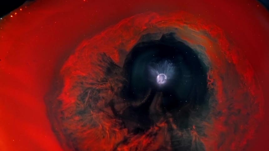 White object surrounded by red object