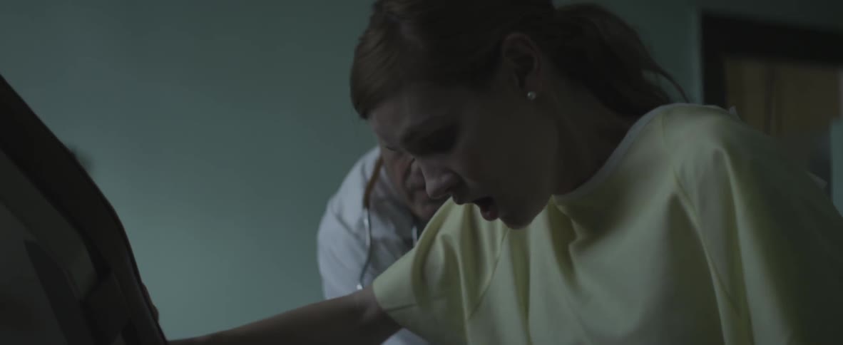 A woman in labor in a hospital