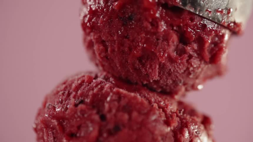 Ice cream is scooped on top of each other