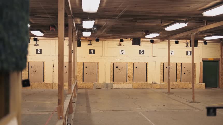 The firing range has many targets in the distance