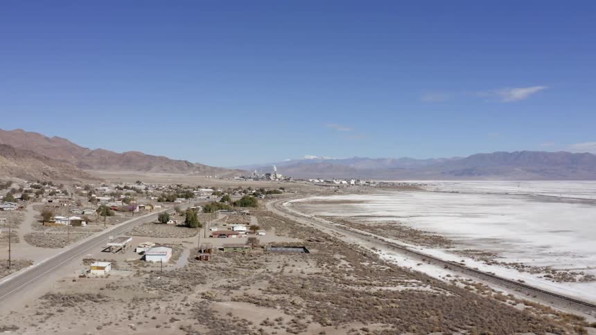 Aerial of sparse desert town