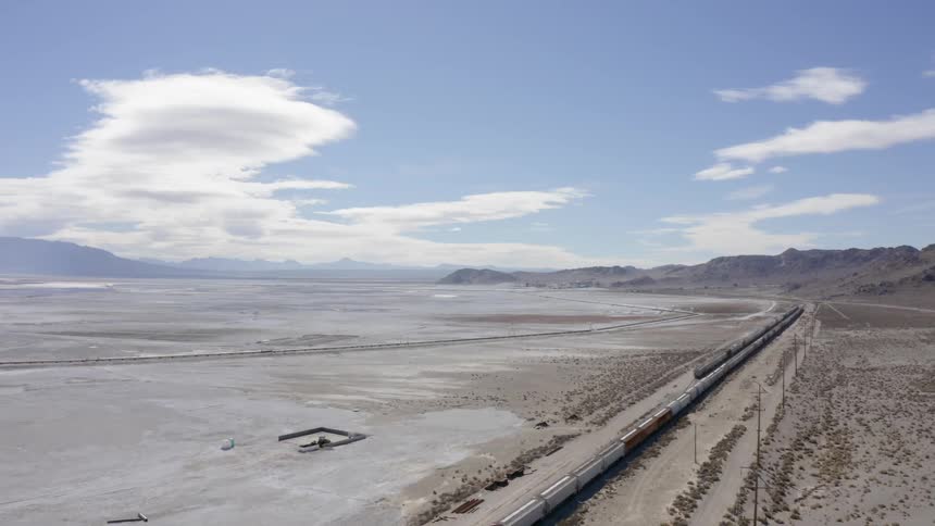 Aerial view of desert dry lake bed