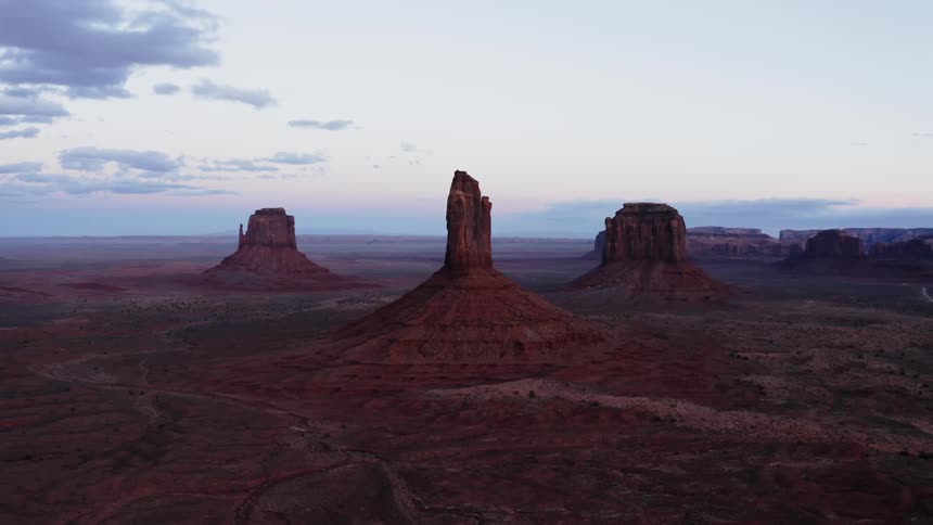 Monument valley aerial at dusk