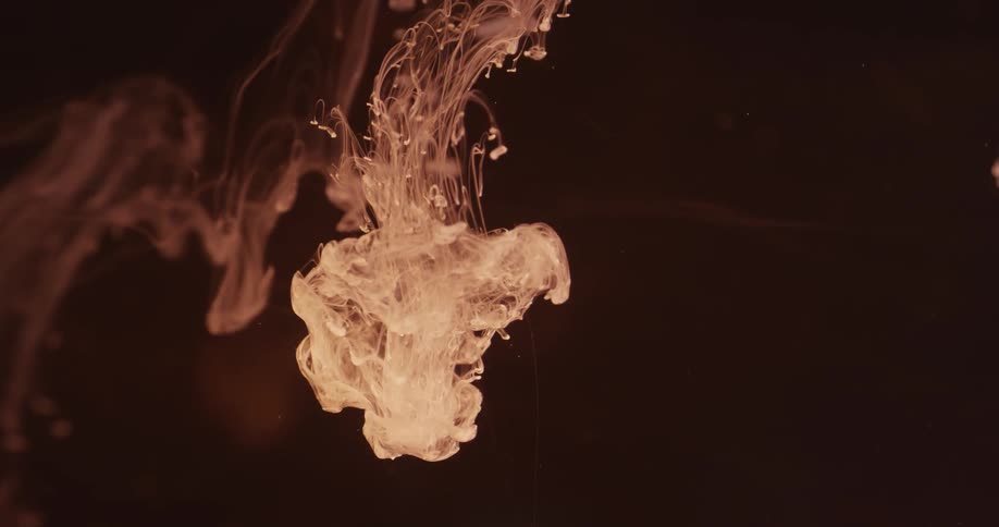 White liquid falling and spreading in patterns against a dark background