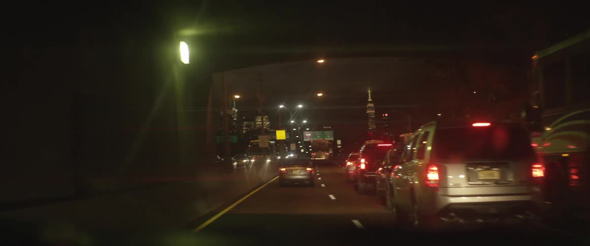 A car driving through a city