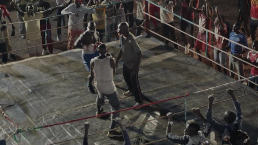 Boxers compete at an outdoor match