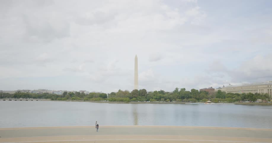 People below the Washington Monument on a Sunny Day in Washington DC