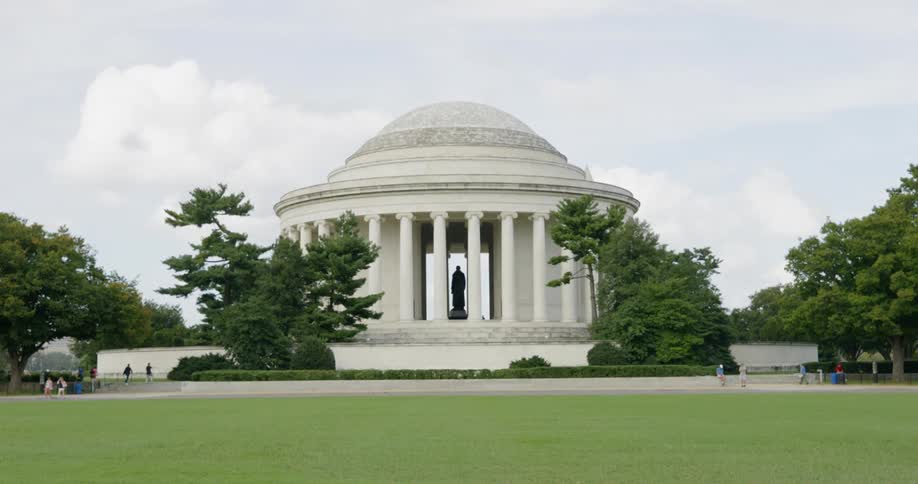 A Statue of Thomas Jefferson stands in the Jefferson memorial in Washington DC