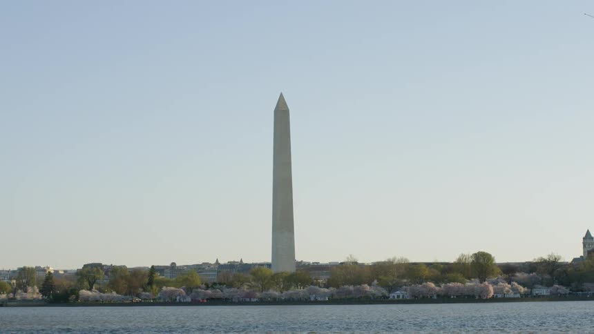 Washington Monument across water in Washington DC