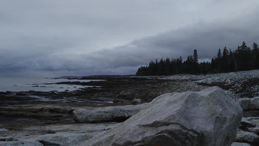 A rocky beach in northern maine