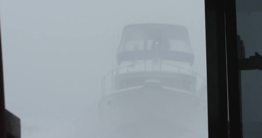 A ship sails on open water