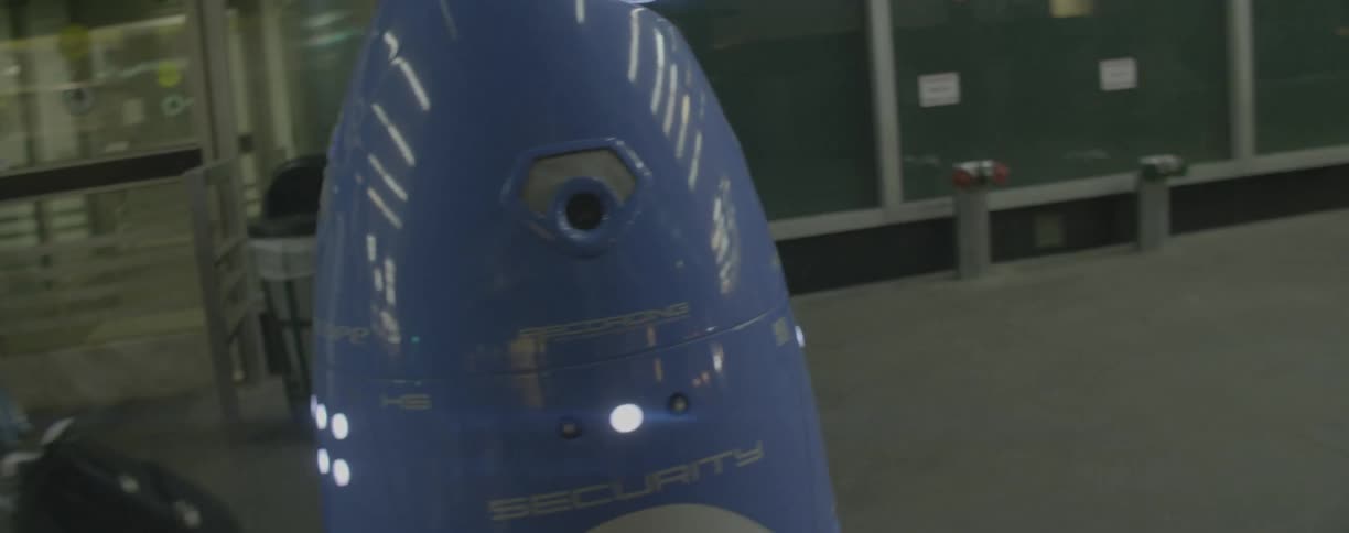 A child is led in a terminal