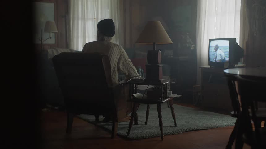 Elderly Man Living In Cabin