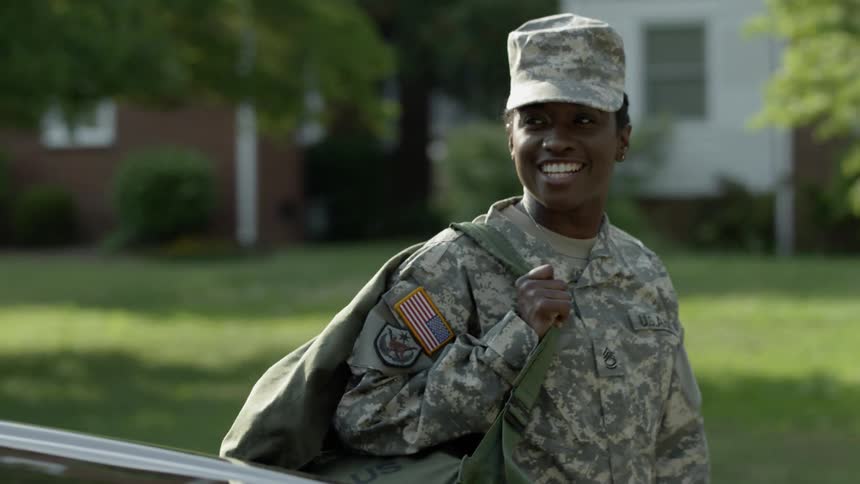 Woman Comes Home From Serving In The Military