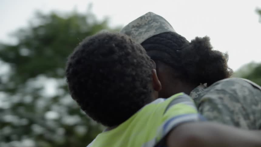 Woman Comes Home From Serving In The Military
