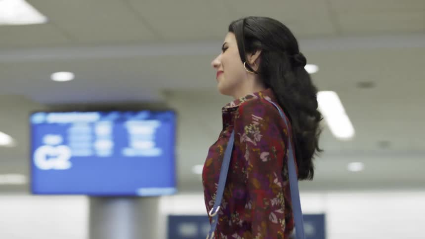 Man And Woman Reunite In Airport