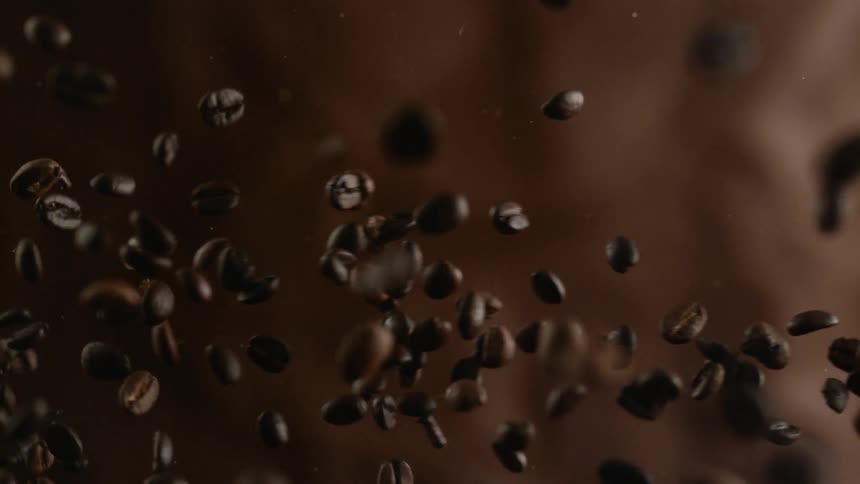Coffee beans flying
