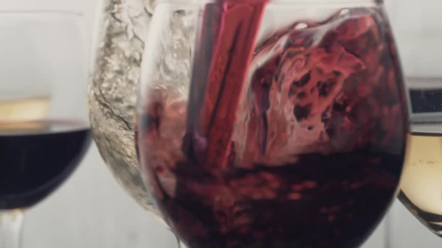 Wine is poured into wine glasses