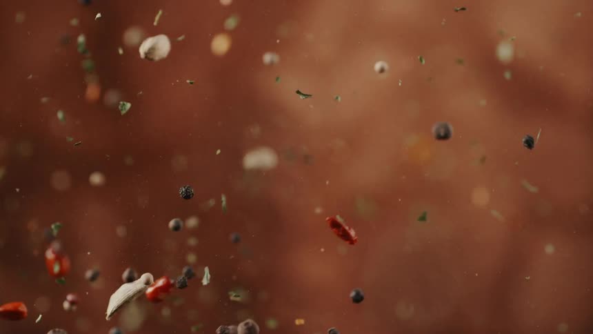 Spices flying through the air
