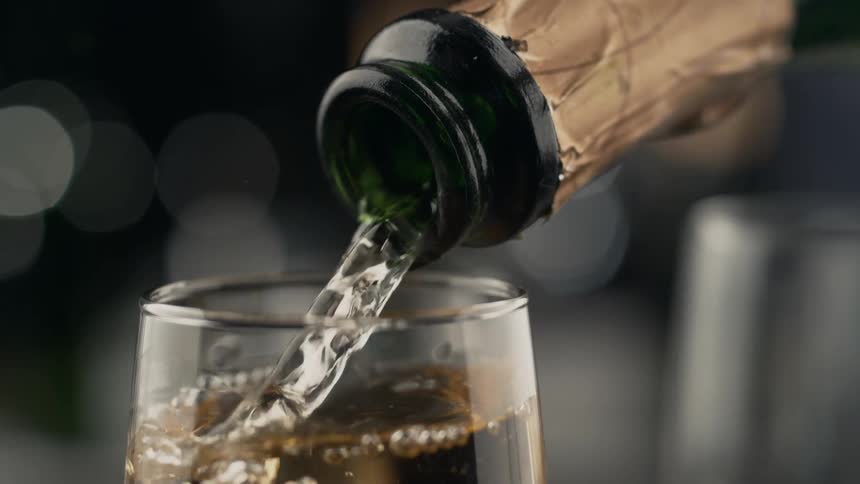 Champagne pouring in slow motion