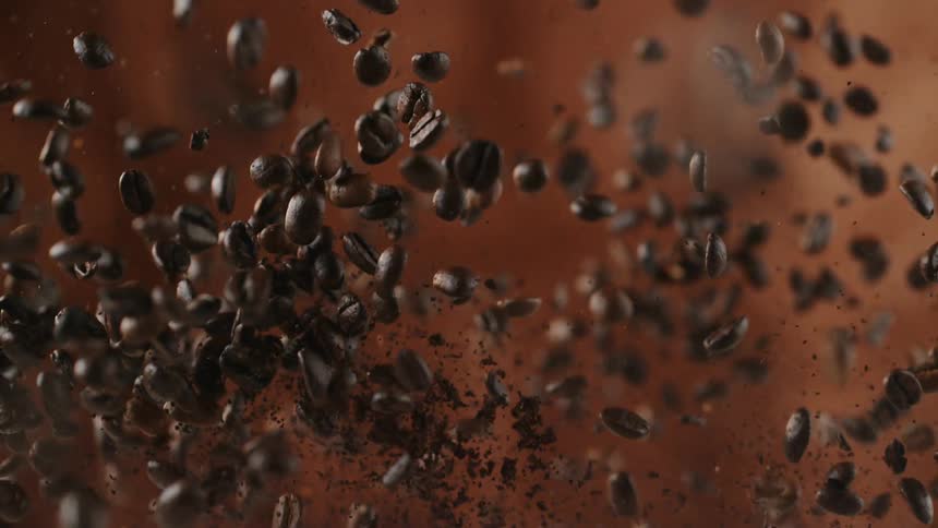 Coffee beans are shooting into the air