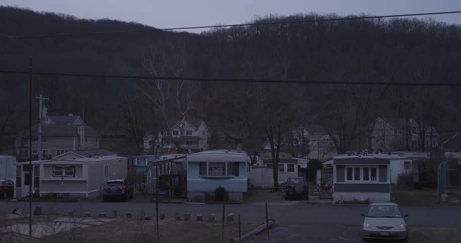 A trailer park community in the evening