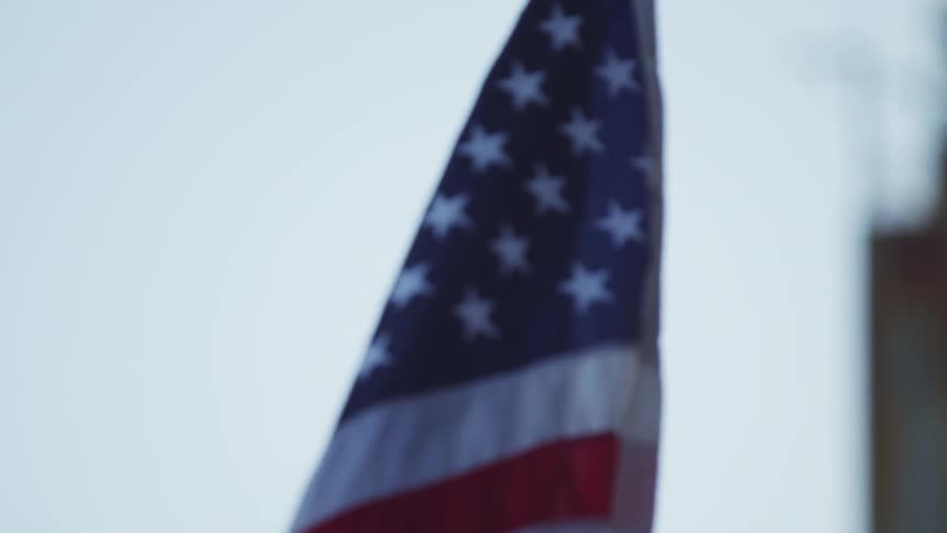 An american flag waves in a gentle wind