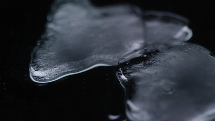 A macro view of melting ice chips