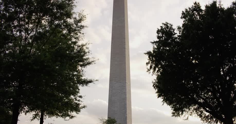 People walk past the washington monument