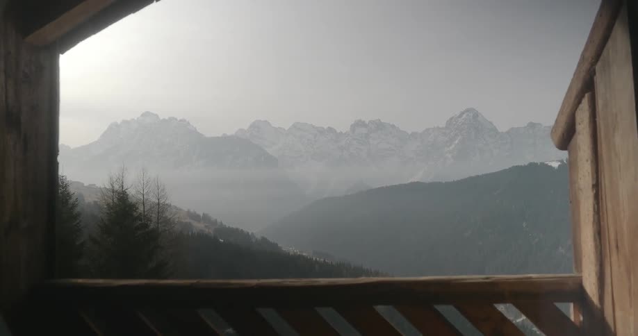 View of mountains as seen from a balcony