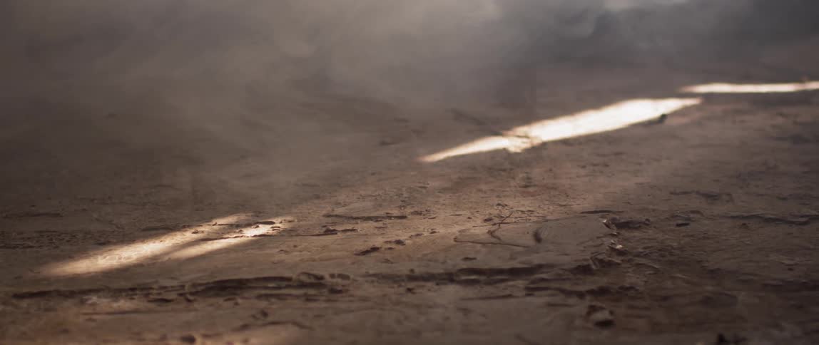 Dust lifts lightly into the air