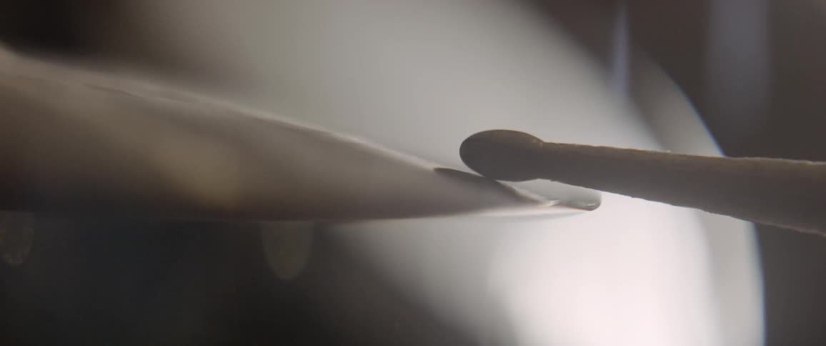 Drumstick slides on the cymbal
