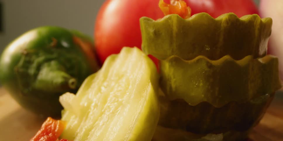 Vegetables lay together on the counter