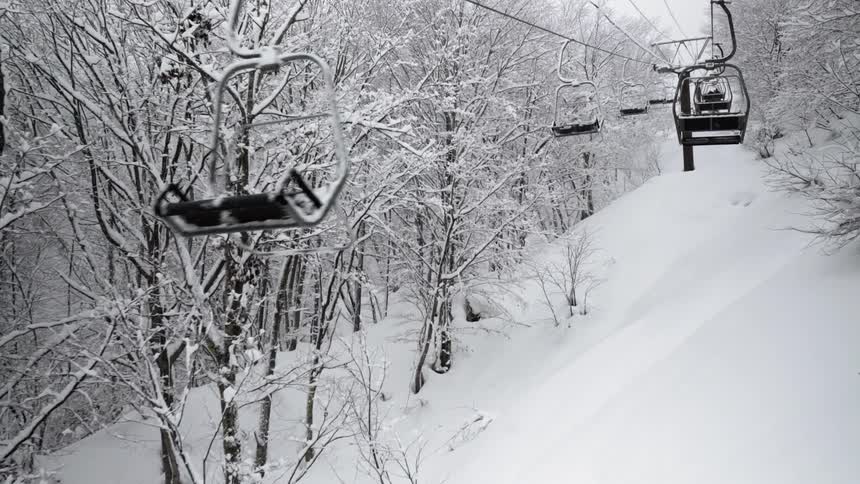 Ski jump in the winter