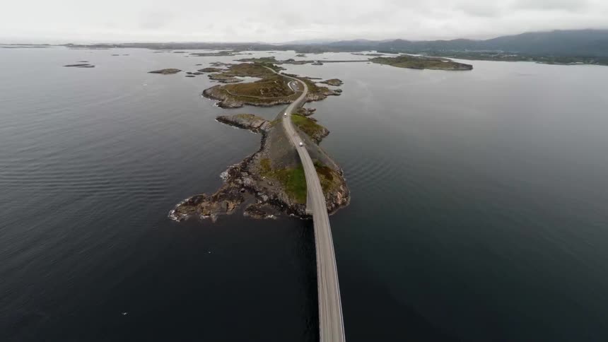 Aerial view of an island-hopping highway