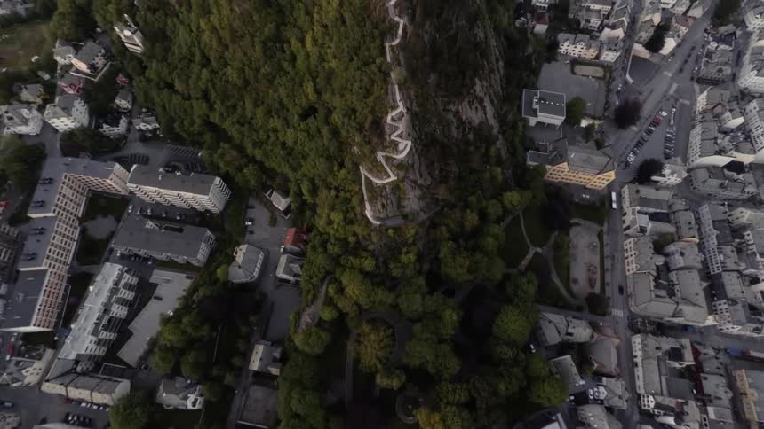 View of buildings and trees from the air